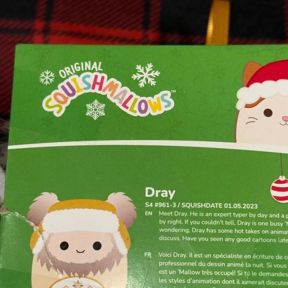 Set of 4 NEW Christmas Squishmallow Ornaments Santa Nick, Dray, Cash, Murray